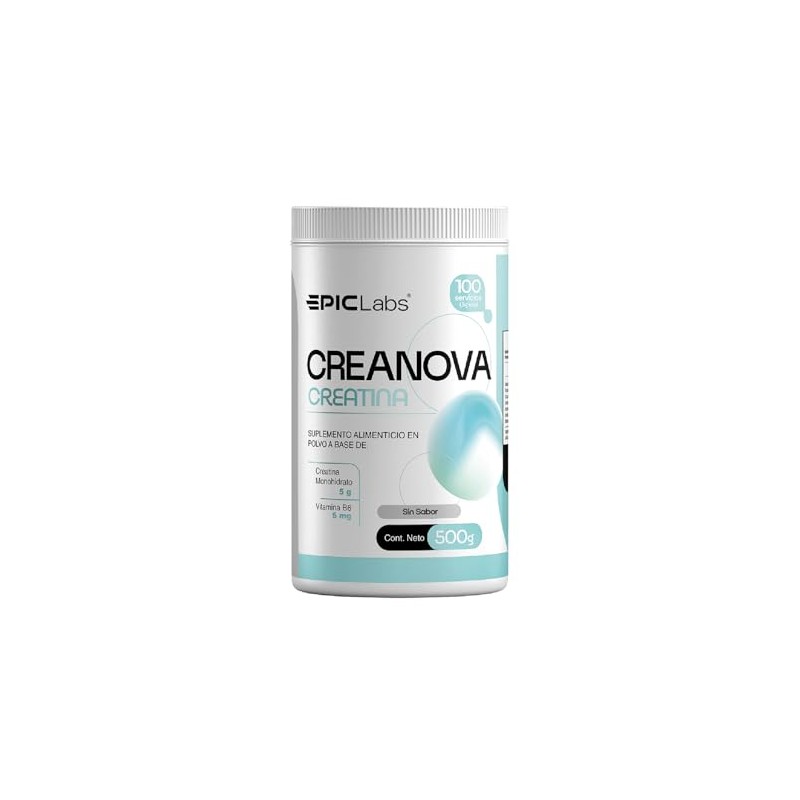 Epic Labs CreaNova® Creatina Monohidratada con Vitamina B6, Alta Pureza,