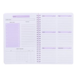PATIKIL Weekly Goal Notebook A5 8.3 x 5.7" 52 Sheets To-Do List Notebook Goal Planner Notebook Daily Planner Spiral Binding Habit Tracker Purple
