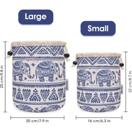 Barrel Makeup Bag Travel Drawstring Cosmetic Bag Large Toiletry Organizer Waterproof for Women and Girls (Large, Elephant)