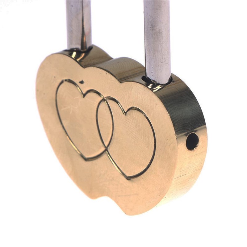 4PCS 50MM Engraved Padlock Double Heart Shaped Lock for Wedding