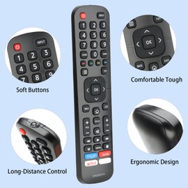 CTRLBETTER Remote Control EN2BI27H Compatible with Hisense Smart TV 32AE5500F 40AE5500F H43B7100 H43B7500 H50B7300 H55B7100 H55B7120 H55B7300 Replacement Controller with PrimeVideo YouTube ETFLIX Puls