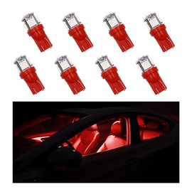 Wevdn 8 PCS LED Light Bulb for Car, T10 Wedge 5SMD 5050 Chips LED Replacement Bulb Kit, Automotive T10 LED Lamp Map Door License Plate Dashboard Courtesy Light, Car Accessories (Red)