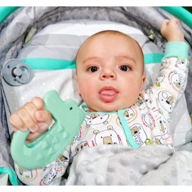 Tikiri 8591504 Rubber Teething Ring Crocodile, Teething Aid Made of Natural Rubber for Babies from 0+ Months, Green