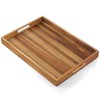17 Inch Acacia Wood Serving Tray with Handles - Extra