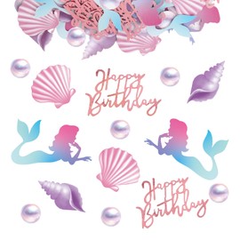 BETESSIN Mermaid Birthday Decoration - 120 Mermaid Confetti Scatter Decoration with Pearl, Shell Motifs - Mermaid Table Decoration for Children's Birthday, Underwater World & Mermaid Party