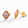 NOBEL Schmuck Opal Stud Earrings 925 Sterling Silver Vintage Look,