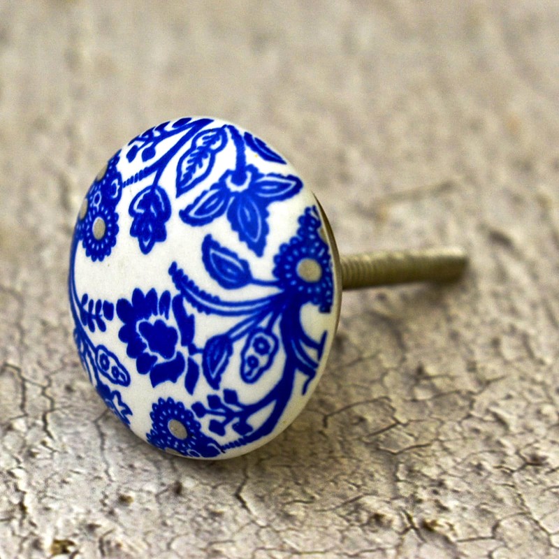 ARTISNO Set of 10 Colorful Blue Ceramic Knobs for Kitchen
