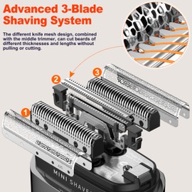 Telfun Mini Electric Foil Shavers for Men, Portable Men's Travel Facial Hair Groomer, USB-C Electric Beard Shaver with Full Body Waterproof & Big LED Display, Close Face Shaver for Head, Beard, & Neck