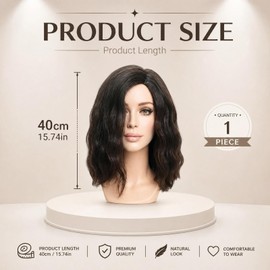 Black Wig Men, 16 Inch Synthetic Heat Resistant，70s 80s Fancy Dress Daily Costume Party，black wig neutral style, Natural Looking Mens for Cosplay, Halloween and Daily Fashion