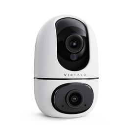 virtavo XD1 Indoor Security WiFi Camera, Wireless, Dual-Lens 360° PTZ Baby Monitor & Pet Cam, Motion Tracking, 2-Way Audio, Night Vision, Cloud/SD Storage, Phone App
