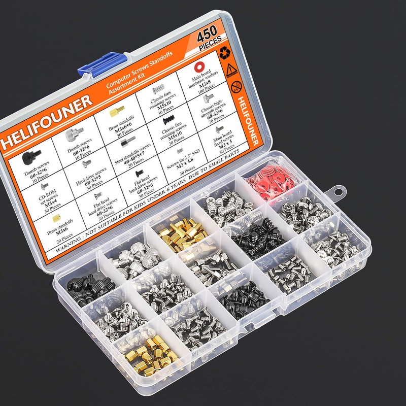 HELIFOUNER 450 Pieces Computer Standoffs Spacer Screws Assortment Kit for
