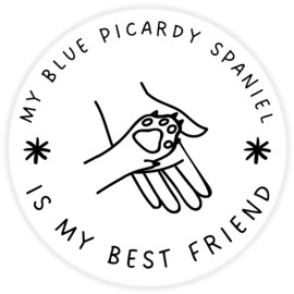Kiwi Gifts My Blue Picardy Spaniel is My Best Friend - Circle Sticker Decal 3 Inch - Dog