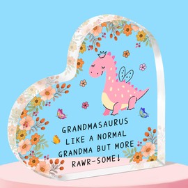 QMVMV Funny Grandmasaurus Gifts Grandma Acrylic Plaque from Granddaughter Grandson Christmas Birthday Thanksgiving Mother's Day Gifts for Grandma