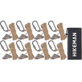 Tent Rope, Paracord with Carabiner, Adjustable, Tarp Rope, Guy Line, Includes Reflective Materials, Thickness 0.16 inches (4 mm), Length 16.6 ft (4 m), Flexible Brackets, Set of 4, Camping Equipment,