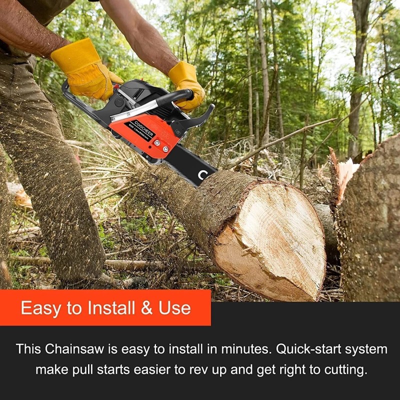 COOCHEER 62CC 20' Gas Chainsaw Handed Petrol Chain Wood Cut
