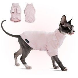 Sphynx Cat Sweater Hairless Cat Clothes Sweater Shirt Soft Warm Long Sleeves Pullover Pet Clothes Pajamas Dog Cloth for Small Dogs Jumpsuit Pet Sweaters (L-Pink, Medium)