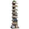 TUTOTAK Vertical Bookshelf, 8-Tier Bookcase, Narrow Spine Book Shelf for
