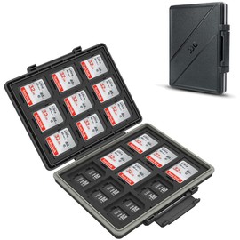 JJC 54 Slots Memory Card Case Storage for 36 Micro SD SDXC SDHC + 18 SD SDXC SDHC, Waterproof Memory Card Case SD Card Case Protective Box Carry Bag – Memory Card Case