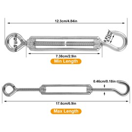 LOLYSIC 20Pcs Turnbuckle Wire Tensioner M5 (1/4") Hook and Eye Tensioners Heavy Duty Stainless Steel Adjustable Wire Rope Tensioner