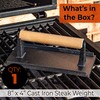 Versatile Safe-Touch 8x4in Cast Iron Grill Weight 1pc. Perfect Meat