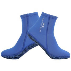 Skyone Dive Neoprene Socks Men Women, 3MM Wetsuit Scuba Socks, Sand Socks Diving Fin Socks Thermal Anti Slip Flexible (3MM Blue, M)