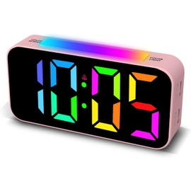 Alarm Clocks for Bedrooms Heavy Sleepers, Digital Clock with Night Light, Large Display, Dual Alarm, Snooze, Dimmable Bedside Alarm Clock for Kids Teens Boys Girls (Pink)