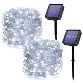 owwasd owwasd Solar String Lights Outdoor, [2 Pack] Total 240LED 28M Solar Fairy Lights Waterproof 8 Modes Indoor/Outdoor Garden Lights Decorative Lighting for Patio, Yard, Party, Wedding (White)