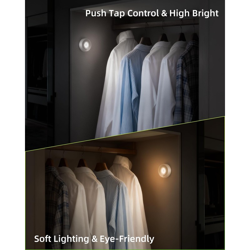 EZVALO LED Puck Lights, Rechargeable Sitck On Tap Lights, Wireless