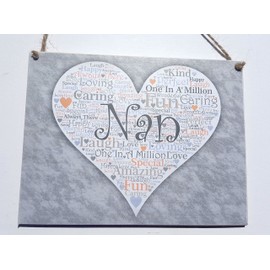 HmHome Wooden plaque - Nan fun caring loving amazing ect. birthday christmas retirement gift plaque