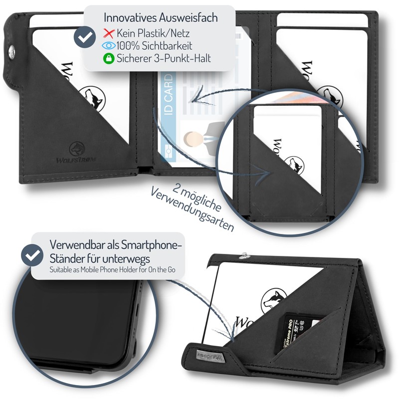 Wolfstrøm Slim Wallet 'Svente', 11 Cards Mini Wallet Men's Small