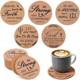 50Pcs Christian Coasters Bulk for Drinks with Bible Verses 4" Christian Church Drink Coasters with Cork for Coffee Table Church Present Home Decor