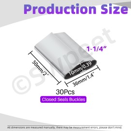 Swpeet 100Pcs 1-1/4" Packaging Closed (Push Type Metal Seals Assortment Kit，Sturdy Metal Clips Banding Strapping Clips Strapping Metal Buckle for for Strap Width Steel Strapping