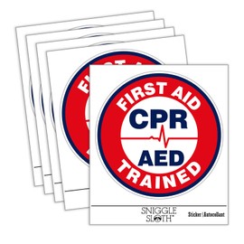 First Aid AED CPR Trained Waterproof Vinyl Phone Tablet Laptop Water Bottle Car Window Bumper Decal Sticker Set - 5 Pack - Gloss Finish - 3.0"