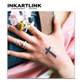 INKARTLINK Cellular Colored Jagua Tattoo Stickers 2 Weeks Waterproof Set of 3 Tattoo Stickers Tattoo Stickers Long Lasting Temporary Tattoos Trendy Women Men Cross