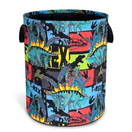 Dinosaur Cartoon Laundry Basket Oxford Cloth Funny Laundry Hamper With Handle Foldable Portable Clothes Storage Basket 18.9 X 16.5 In Storage Bag For Laundry Room/Bathroom/Bedroom/Dormitories