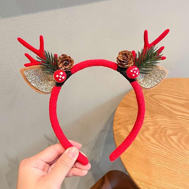 Caiguoer Christmas Headband Antlers Headband Flower Pineal Headband for Women