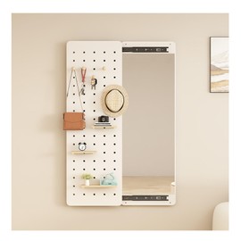 WOHNZA Hanging Full Length Mirror, Push-Pull Rectangle Mirror Concealed Design with 5 Ball Hook and 3 Laminate Adjustable for：Bedroom Living Room