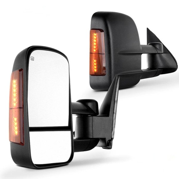 Aftermarket Towing Mirrors 2003-2007 Chevy/GMC Silverado/Sierra Power Heated Signal Side Mirror Pair (2004 2005 2006 Models 07 Classic)