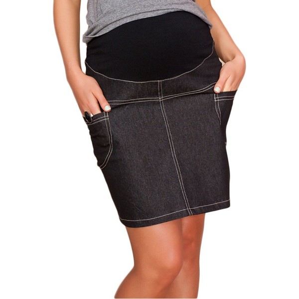 Mija - Denim Jeans Casual maternity pregnancy skirt 9060 (UK10