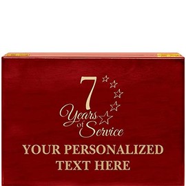 Crown Awards 7 Years of Service Rosewood Humidor Gift, Customize with Your Own Text Engraving
