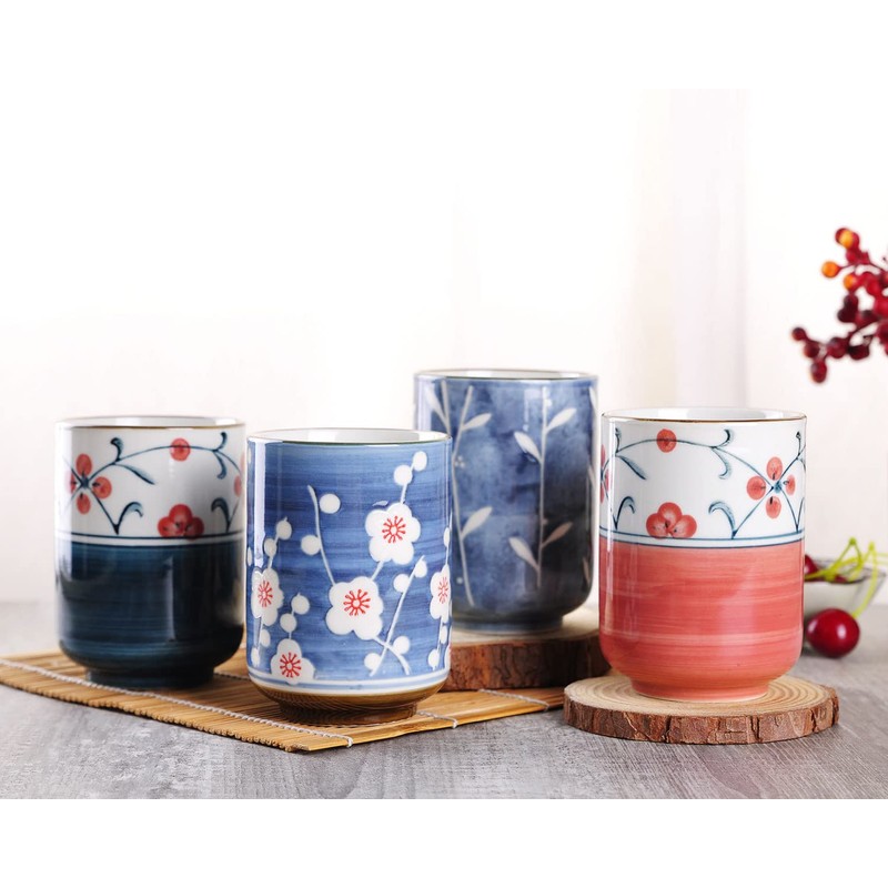 WHJY 10oz Transitional Chinese/Japanese style Handle-less Ceramic Tea cups teacup,