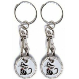 Fabulouz 2pc New Shape 12 Edge Sided Shopping Trolley Token £1 Coin Pound Coin Trolley Token Shopping Cart trolley coin Key Ring Clasp Supermarket trolly Locker Gym Keyring coins Gift (Cat Design)