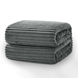 SE SOFTEXLY Extra Soft Striped Fleece Throw Blankets (Grey, 50"x60"), Lightweight Cozy Flannel Throw Blankets for All Season, Luxurious Warm Flannel Bedding Blanket for Home Bed, Sofa & Dorm