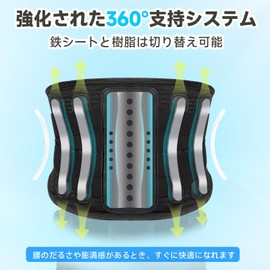 悠介楽 腰痛ベルト コルセット【人体工学設計】腰サポーター ガードナーベルト ハード固定サポート 通気性メッシュ構造 蒸れない 四季を通じて使用可能，樹脂キールの無料交換 使用シナリオを自由に切り替える 男女兼用 ウエストサポートベルト (腰囲95cm-110cm) (黒, L)