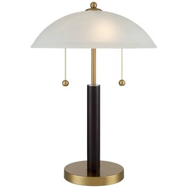360 Lighting Orbital Mid Century Modern Desk Lamp 19 1/2" High Brown Wood Gold Metal White Frosted Glass Dome Shade for Bedroom Living Room Nightstand Bedside Night Stand Office Kids Room