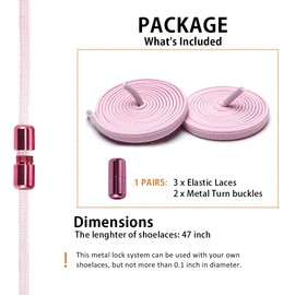 Alegrianan No Tie Shoelaces, Elastic Shoelaces for Adults/Kids，Elastic No Tie Shoe Laces, Pink, X-Large