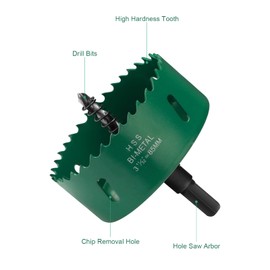 3.3 Inch/85mm Hole Saw with Arbor, Bi-Metal Hole Cutter Drill Bit for SoftWood/Fiberboard/Plastic/Plywood/PVC, 1 1/3 inch Cutting Depth