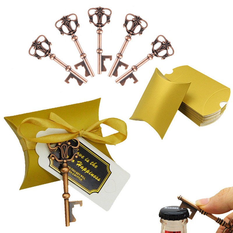 50Pcs European Style Zinc Alloy Key Shape Wedding Beer Bottle