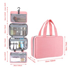 SUMTree Hanging Toiletry Bag Travel Large Capacity Makeup Organizer Cosmetic Storage for Camping Picnic Travel, pink, Fashion