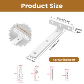 Mooche 4Pcs White Shelf Brackets, Wall Floating Shelf Brackets, Heavy-Duty Metal L-Shaped Shelf Bracket, 170MM*75MM for Shelves Support Wall Hanging Supporting Suspended Items
